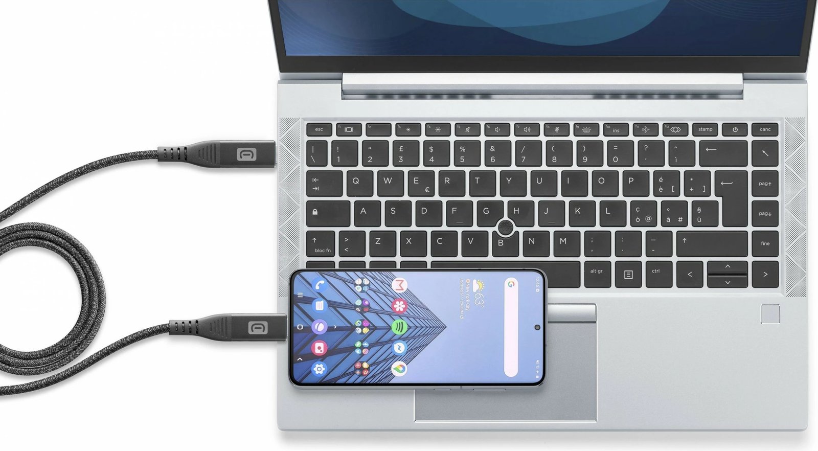 Kabllo USB-C në USB-C Cellular Line 1m, 10Gbps, 100W, e zezë
