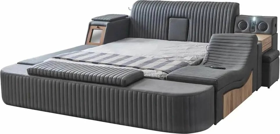 Krevat dopio me bazament, ngjyrë antracit, Skye Decor, Sunline Smart