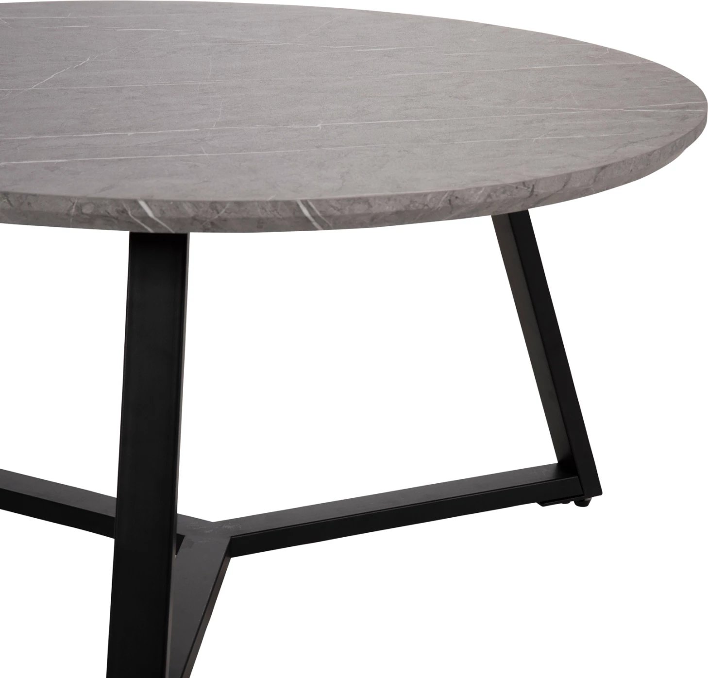 Tavolinë kafeje rrethore, MDF, ngjyrë mermeri gri, bazë metalike e zezë, FH9586.02, Φ80x42H cm