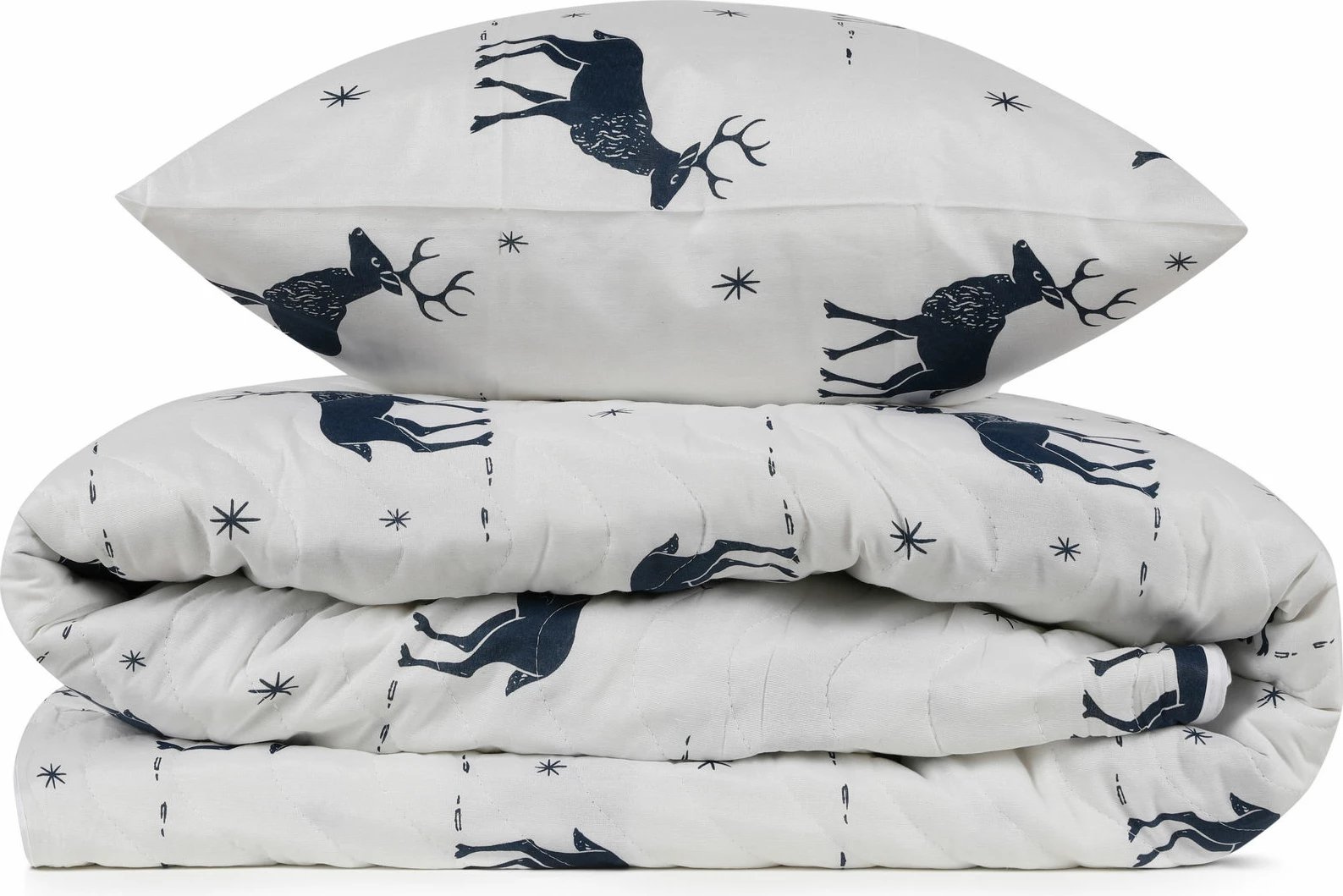 Set mbulesë krevati king size, i qepur, geyik, ngjyrë kaltër e errët, L'Essentiel Linge de Maison