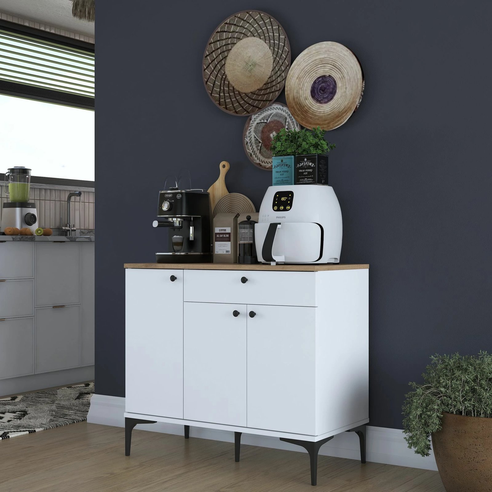 Stendë për kafe Skye Decor, JE194 - 3803, ngjyrë arrë dhe e bardhë