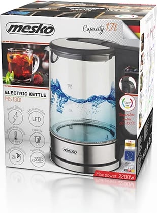 çajnik elektrik, Mesko, MS 1301, 1.7 L, xham, kontroll temperature 60-100°C, 2200W, i zi