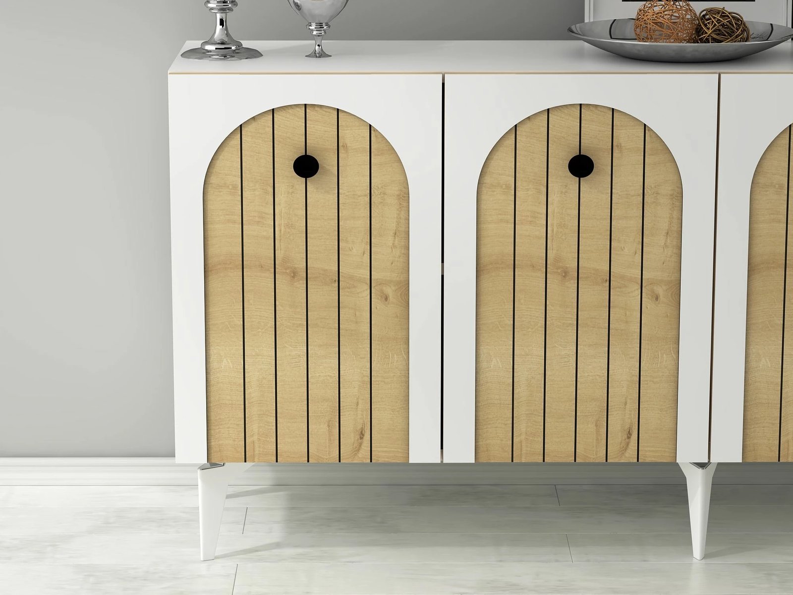 Konsol Skye Decor, e bardhë, lisi sapphire