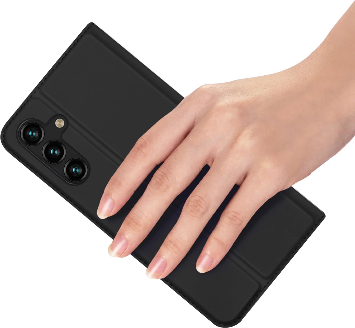 Mbështjellës Dux Ducis Skin Pro për Samsung Galaxy A14 4G/5G, me kapak, xhep për kartela, funksion standi, i zi