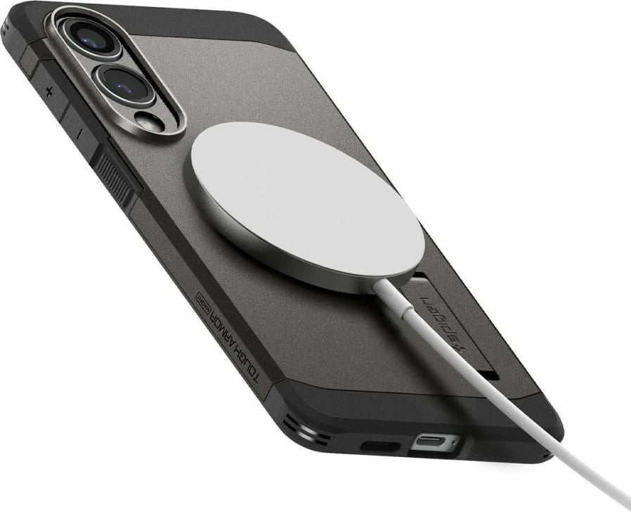 Mbështjellës Spigen Tough Armor MagSafe për Samsung Galaxy S25 Edge, Gri/Zi