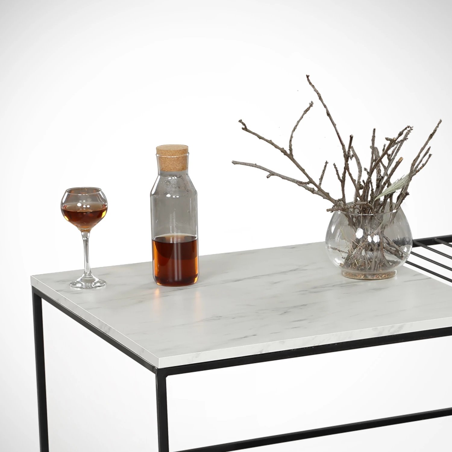 Tavolinë kafeje Hanah Home, Zinus - Marmo, e bardhë dhe e zezë