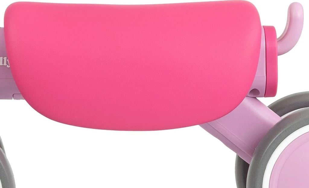 biçikletë pa pedale, Milly Mally, York, 4 rrota EVA 16 cm, dritë LED dhe tinguj, 12–36 muaj, rozë