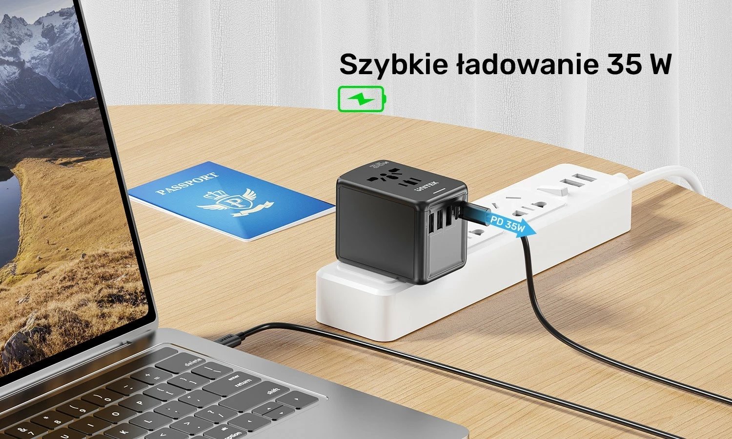 Karikues udhëtimi Unitek, 35 W, i zi