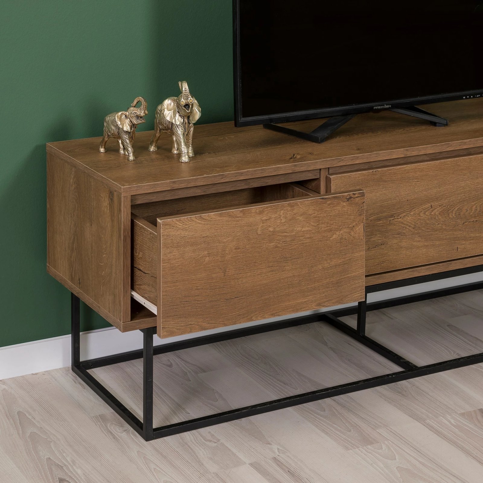 Set mobiljesh për dhomë dite, Skye Decor, Laxus Takım 15, ngjyrë arre dhe e zezë