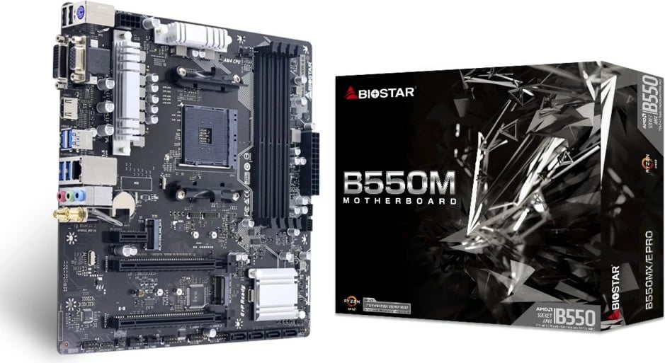 Pllakë amë Biostar B550MX/E PRO, AMD, Socket AM4, DDR4, 128 GB, micro ATX