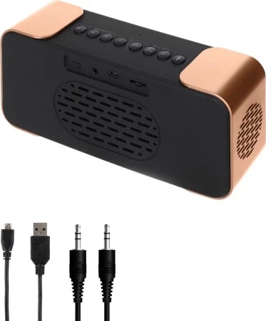 Orë alarmi me radio dhe Bluetooth, Adler AD 1190, stereo 2x3W, USB/SD/AUX, bateri 2600 mAh, ekran pasqyrë LCD i bardhë, e zezë/ngjyrë bakri