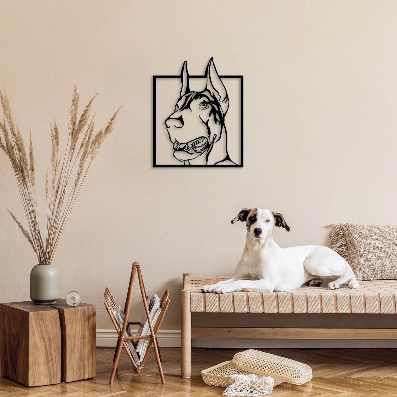 Aksesor dekorativ metalik për mur, Wallity, Doberman