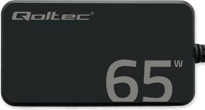 Karikues rrjeti Qoltec 65W GaN, USB-C 3.1, për laptop, MacBook, celular, i zi, me kabllo