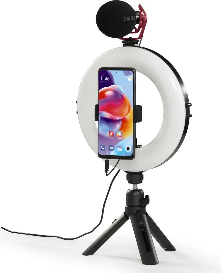 Ring light Hama Spotlight Smart 80 me mini tripod, 430g, e zezë