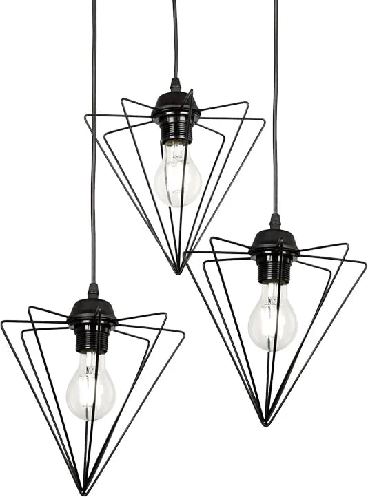 Llambë tavani Tebour, tre drita, metal i zi, 30x30x75cm