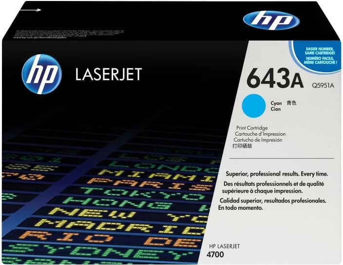 Toner HP 643A (Q5951A) origjinal, ColorSphere, rendiment rreth 9,750 faqe, cyan