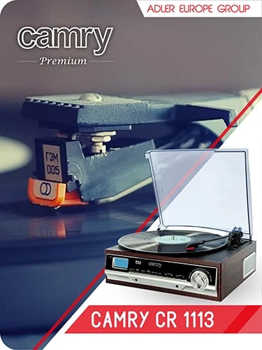 Gramafon, Camry CR 1113, 33/45/78 RPM, radio FM/AM, altoparlantë të integruara, LCD, AUX/RCA Gramafon, Camry CR 1113, 33/45/78 RPM, radio FM/AM, altoparlantë të integruara, LCD, AUX/RCA