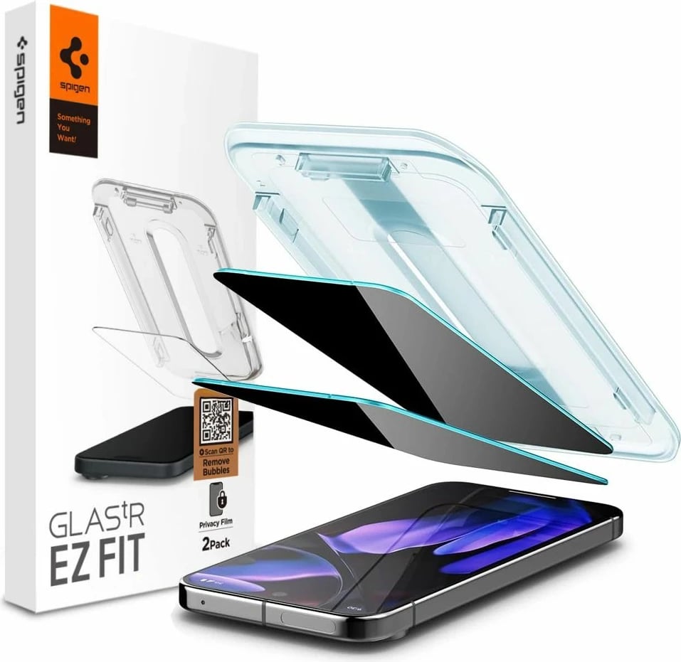 Xham mbrojtës Spigen Glas.TR EZ Fit Privacy për Google Pixel 9 Pro XL, 2 copë