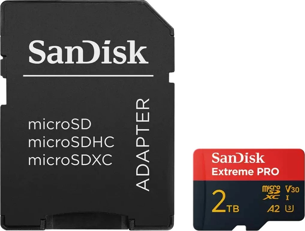 Kartelë microSDXC Sandisk Extreme PRO, 2 TB, Class 10, UHS-I, e zezë dhe e kuqe