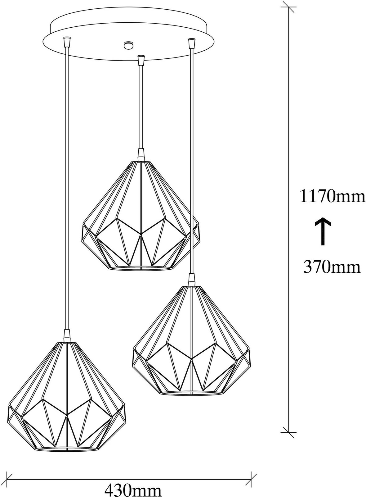 Llambë tavani Opviq Diamond, e zezë, 3 copë, 704-S2