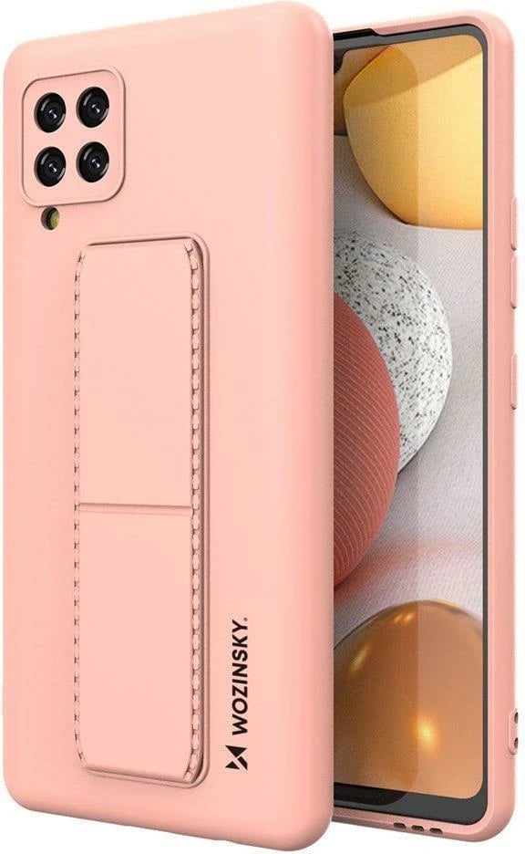 Mbështjellës Wozinsky Kickstand Case për Samsung Galaxy A42 5G, silikon, rozë