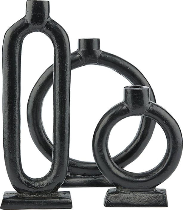 Mbajtëse qiriri CORI, alumin, e zezë, 11x11x29 cm