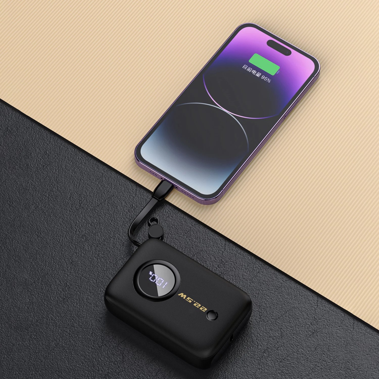 Powerbank Dudao K14, 10000mAh, me display, USB-C/Lightning, e zezë