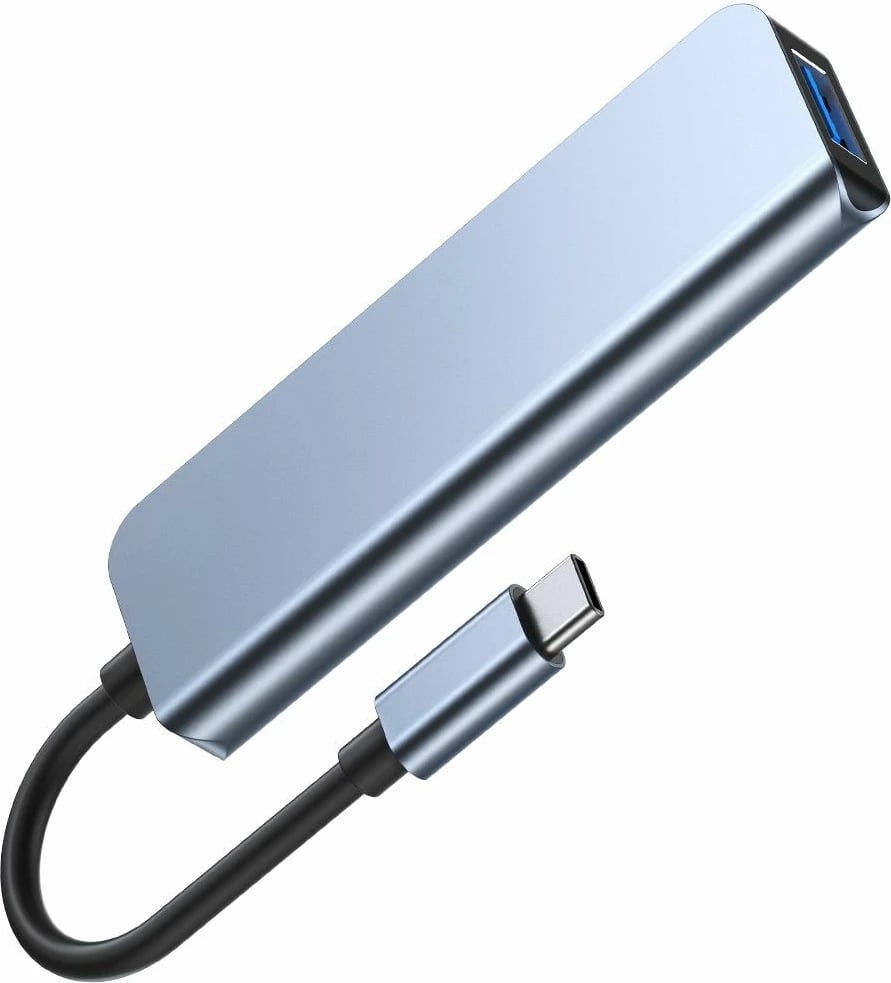 HUB Tech-Protect V1 4in1, USB-C në 3x USB-A 2.0 / USB-A 3.0, Gri