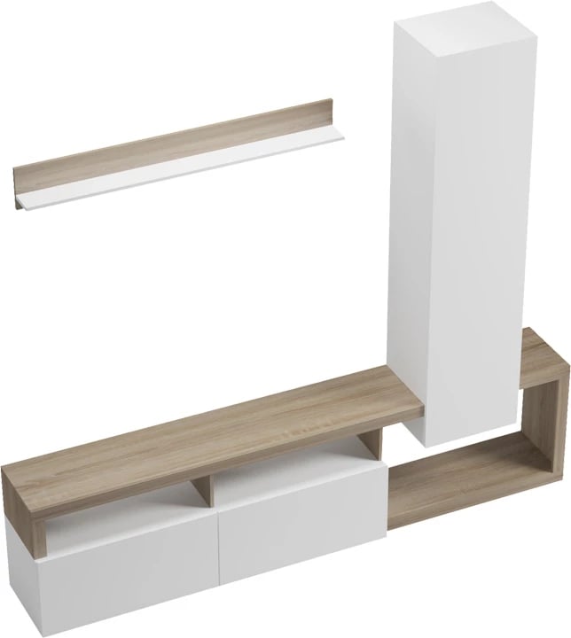 Set për dhomë dite Leganto, ngjyrë sonoma dhe e bardhë, 220.5x35x197.5cm