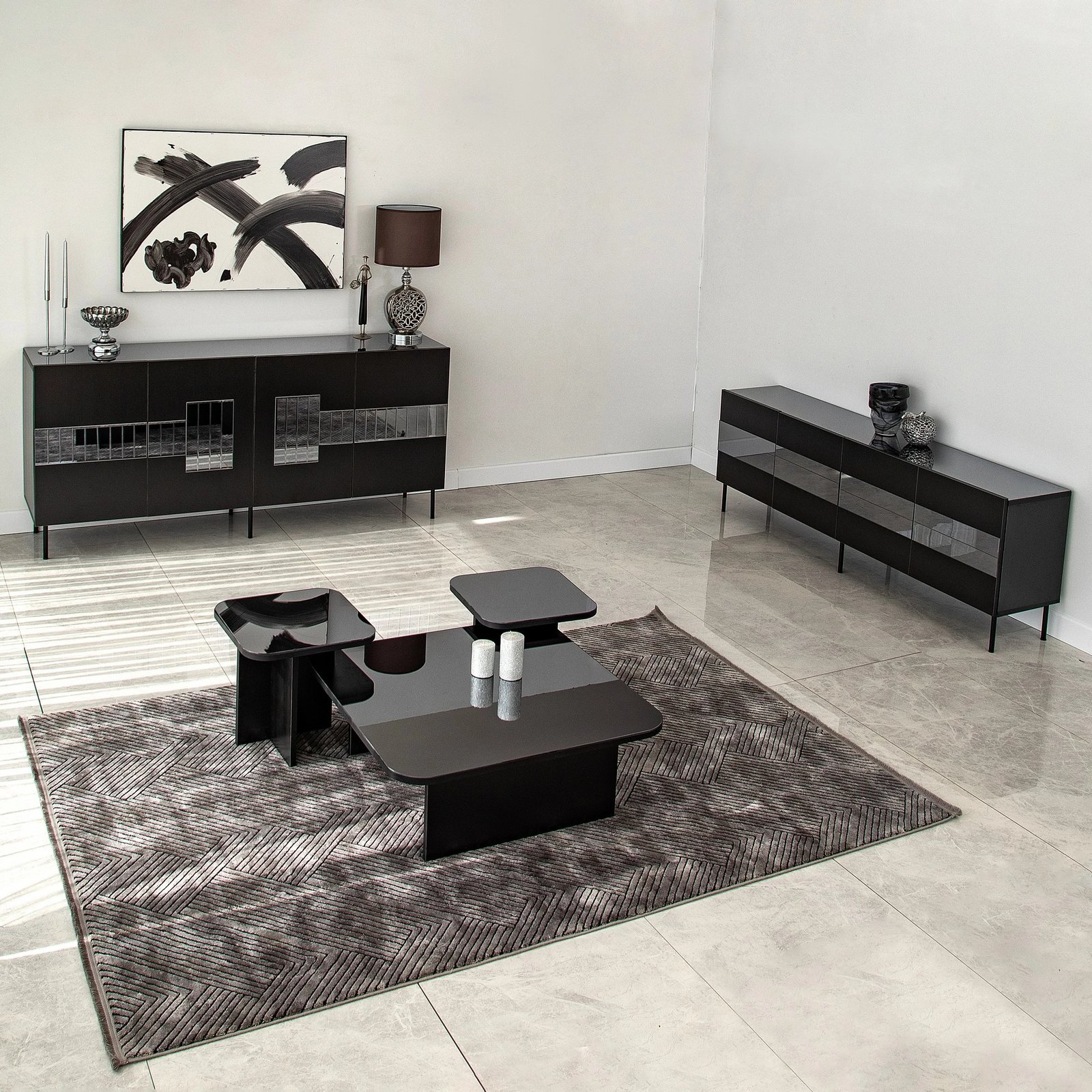 Konsolë Skye Decor Paris, e zezë, fume