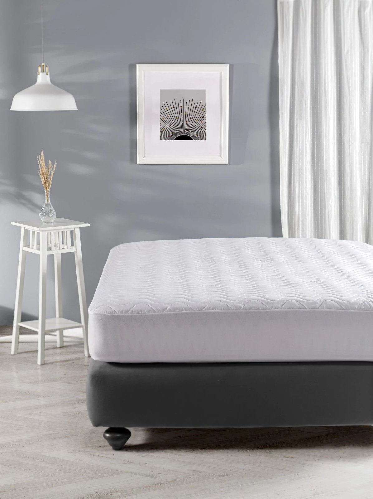 Mbrojtës për shtrat tek, pambuk 100%, i bardhë, 90x200cm