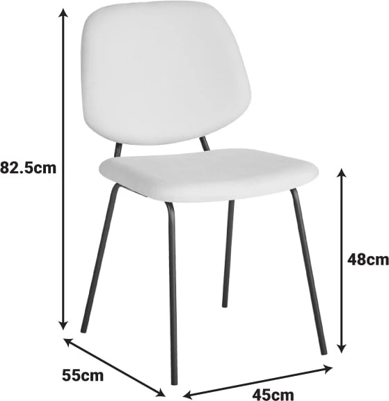 Set 4 karriga Pietro I, material poliestër, këmbë metalike të zeza, ngjyrë antracit, 45x55x82.5cm
