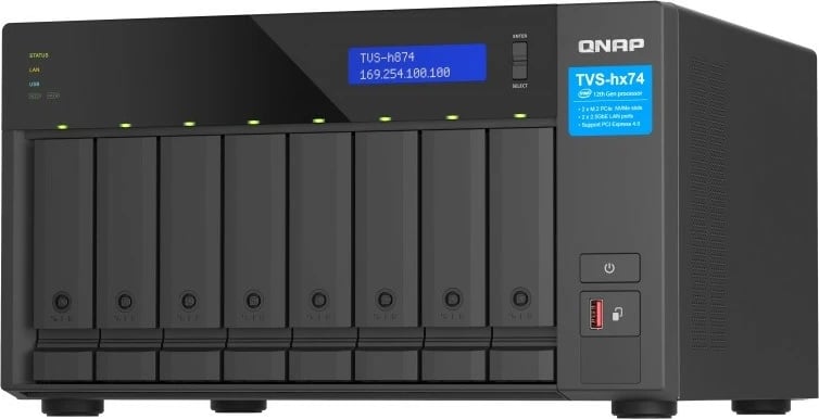 NAS QNAP TVS-h874-i5-32G, Intel Core i5-12400, 32 GB RAM, 8 vende për disqe, Tower, E zezë