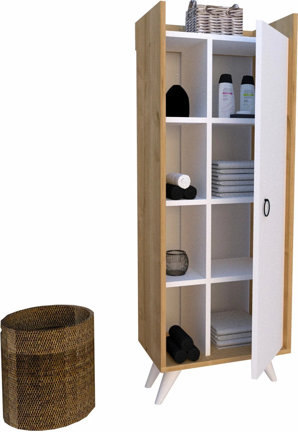 Dollap multifunksional Hanah Home, Ilgım, ngjyrë lis dhe e bardhë