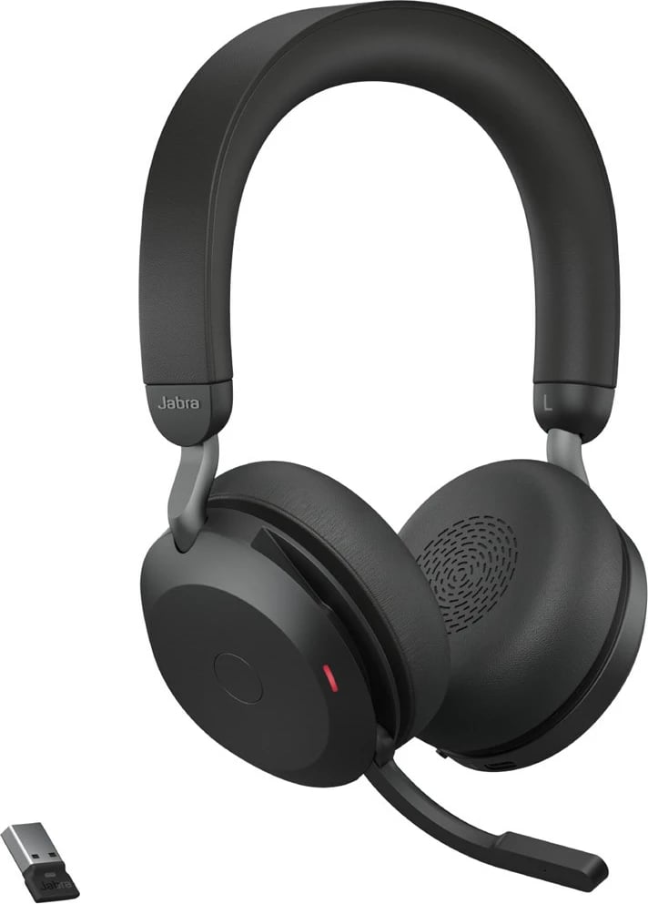 Kufje Jabra Evolve2 75 me Bluetooth dhe USB-A, me mbështetëse tavoline, e zezë