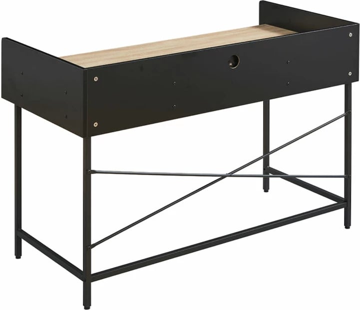 Tavolinë pune me 2 sirtarë, ngjyrë natyrale/zezë, HOMI, 123x60x86 cm