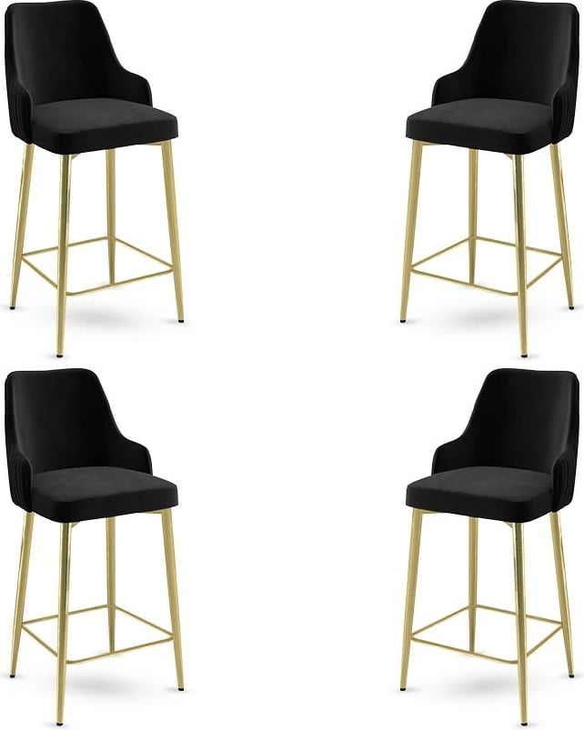 Set karrigesh për bar (4 copë), Hanah Home, Enox, e zezë, ari