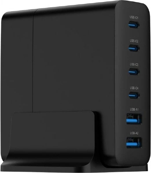 Karikues universal Gembird TA-UC-2A4C-PD75-01-BK, 75W, 6 porta USB, i zi
