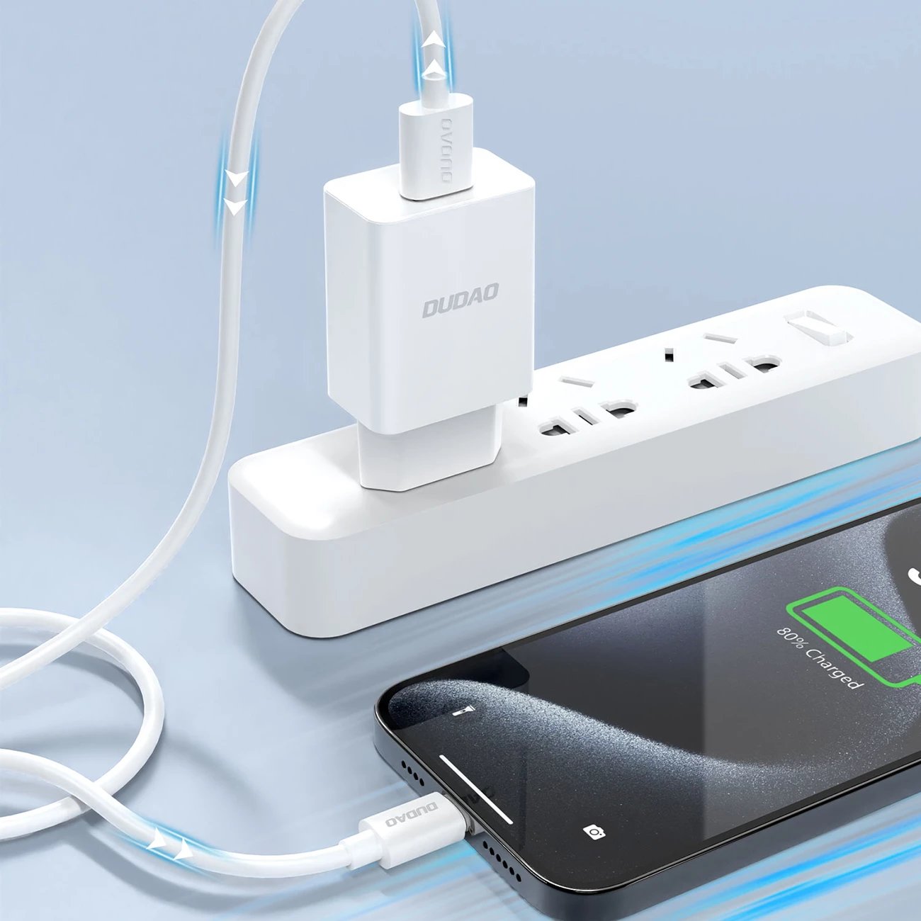 Karikues muri Dudao A4EU me USB-A 2.1A, me kabllo USB-A në USB-C, Bardhë