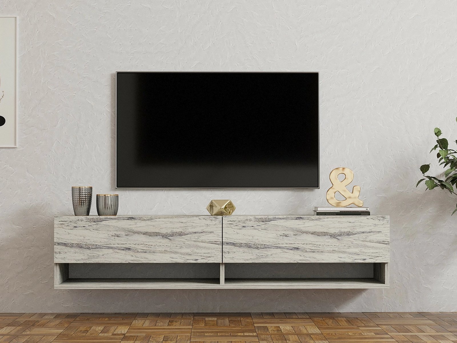 Komodë TV Hanah Home, Arges - Freesia, mermer travertin