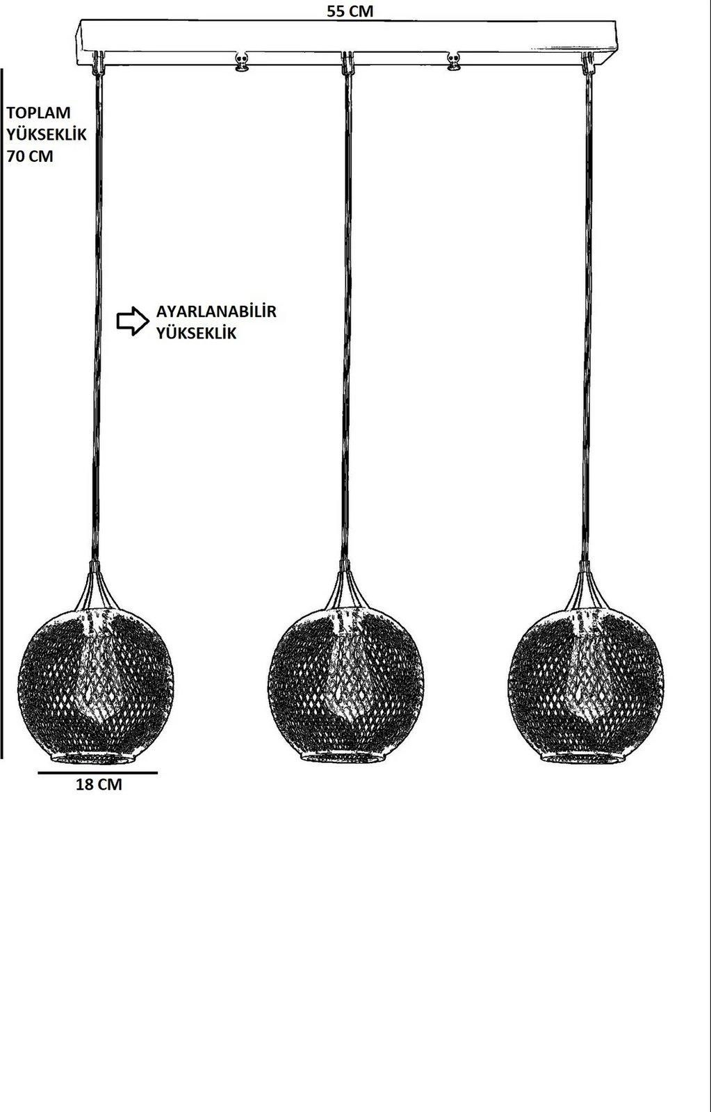 Llambë tavani Opviq Jupiter 8721-5, metalike, e zezë