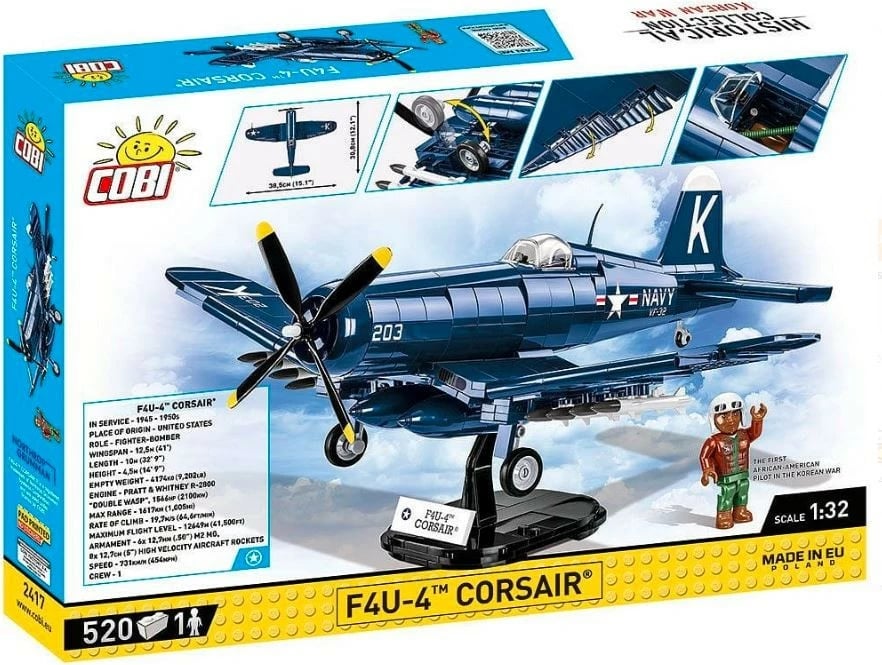 Set blloqe Cobi F4U-4 Corsair, 520 pjesë, Historical Collection, Blu