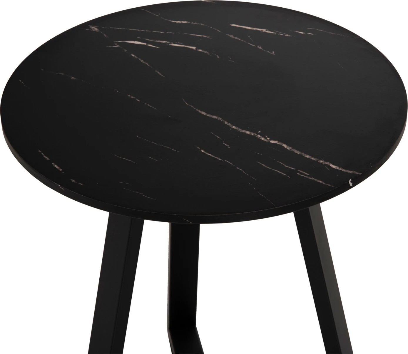 Sipërfaqe tavoline anësore FH9587.01 MDF mermer i zi-bazë metalike e zezë Φ45x55Hcm