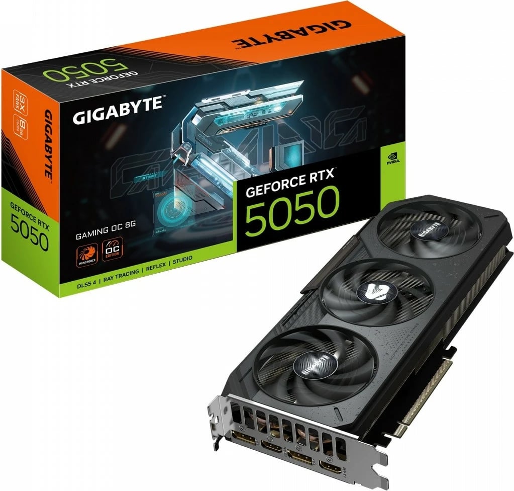 Kartelë grafike Gigabyte GeForce RTX 5050 GAMING OC, 8GB GDDR6, 128-bit, 3 ventilatorë, PCI-E 5.0