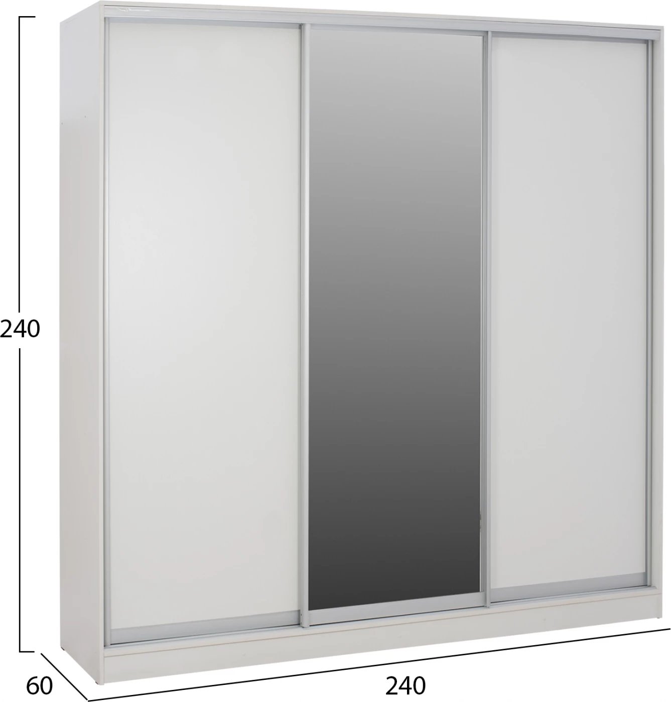 Dollap rrëshqitës me 3 dyer, ngjyrë e bardhë, FH2462.03, 240x60x240 cm