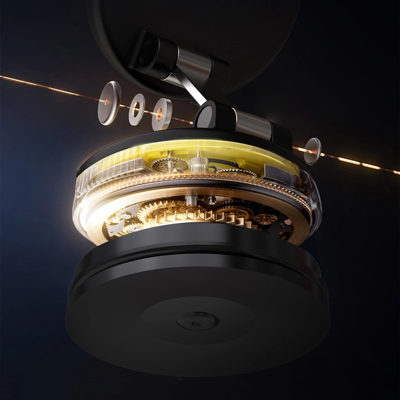 Mbajtës telefoni për veturë Dudao F24PRO, magnetik MagSafe, gotë thithëse për xham/tablolinë, i rregullueshëm 360°, i zi