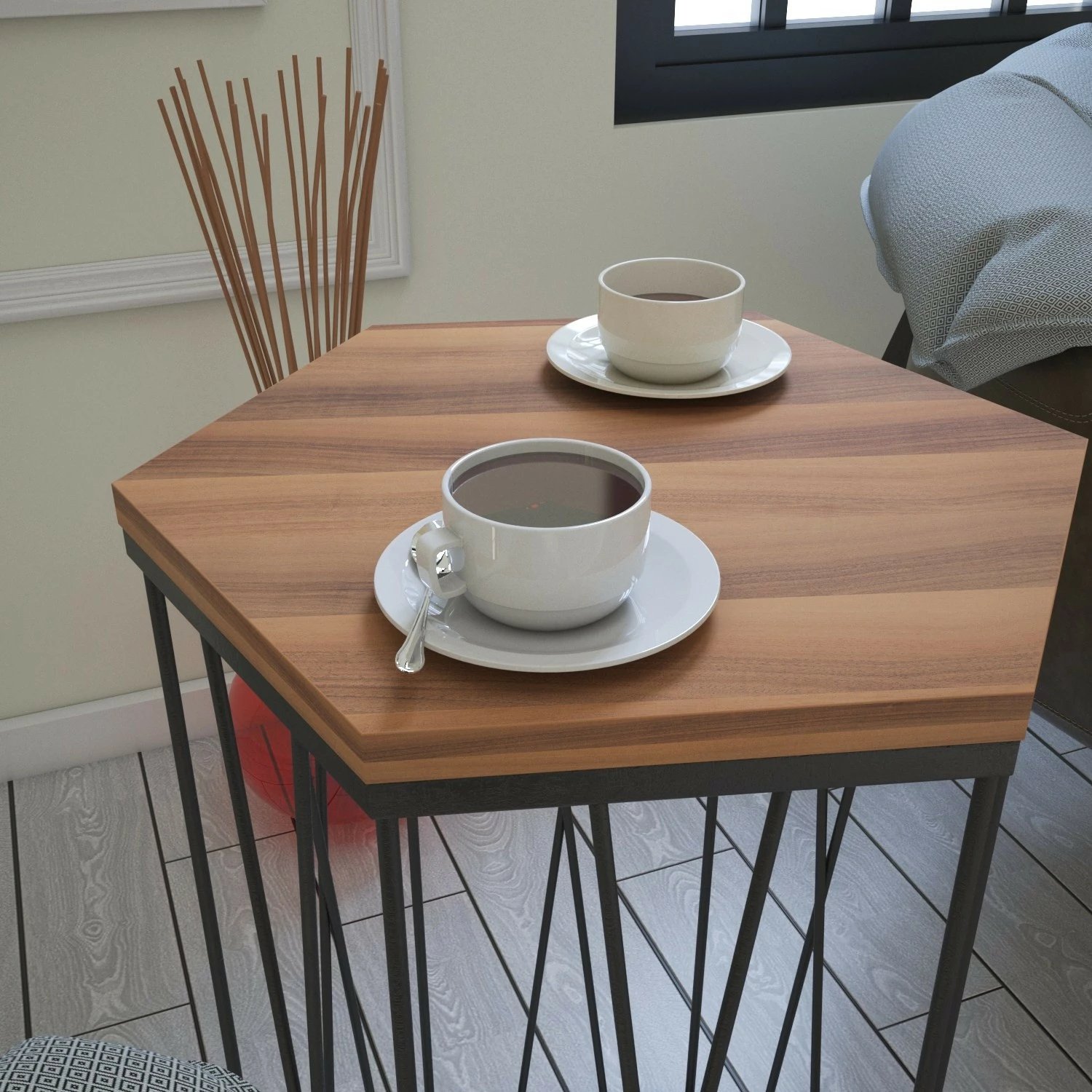 Tavolinë anësore Hanah Home, Cetrus, ngjyrë arre dhe e zezë