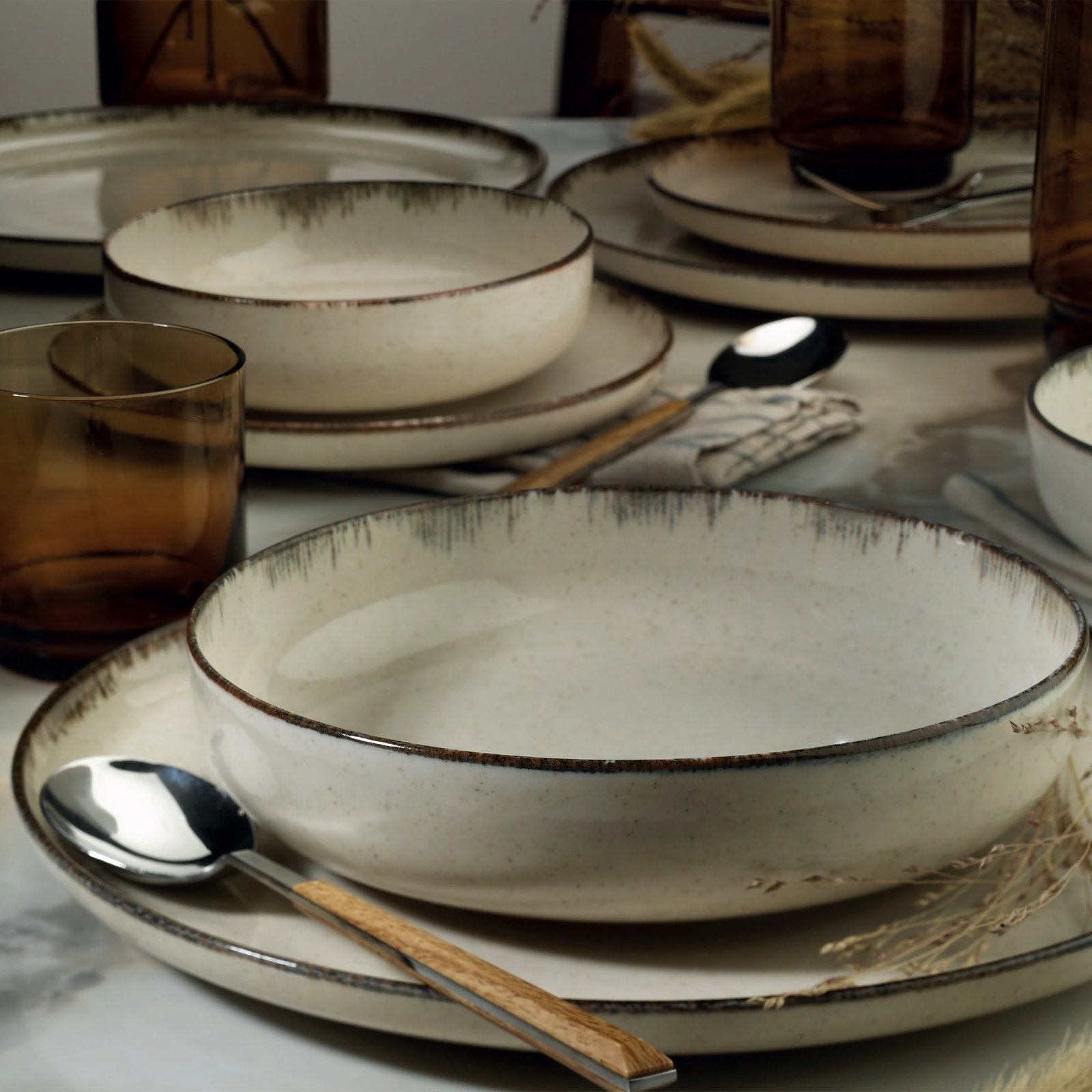 Set enësh për drekë (24 copë), Hermia, MOD24Y2730P02, ngjyrë kanellë