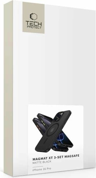Mbështjellës Tech-Protect MagMat Magsafe për iPhone 16 Pro, 3-set, e zezë gjysmë-transparente