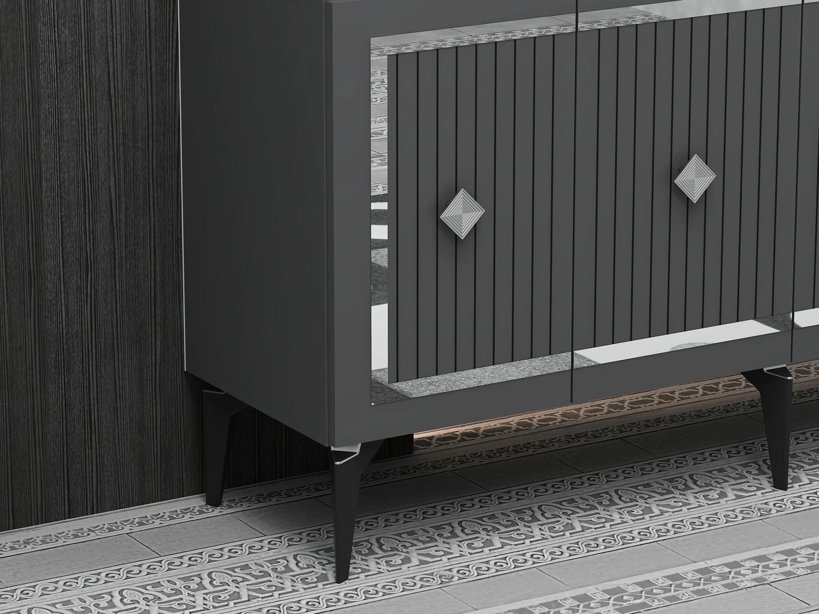 Konsol Skye Decor, ngjyrë antracit dhe argjendi